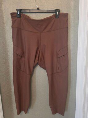 Old Navy Active Ladies Powersoft Brown Cargo Leggings 3X EUC